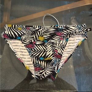 Andrew Christian Black and White Swim Briefs with Pink and Yellow Accents